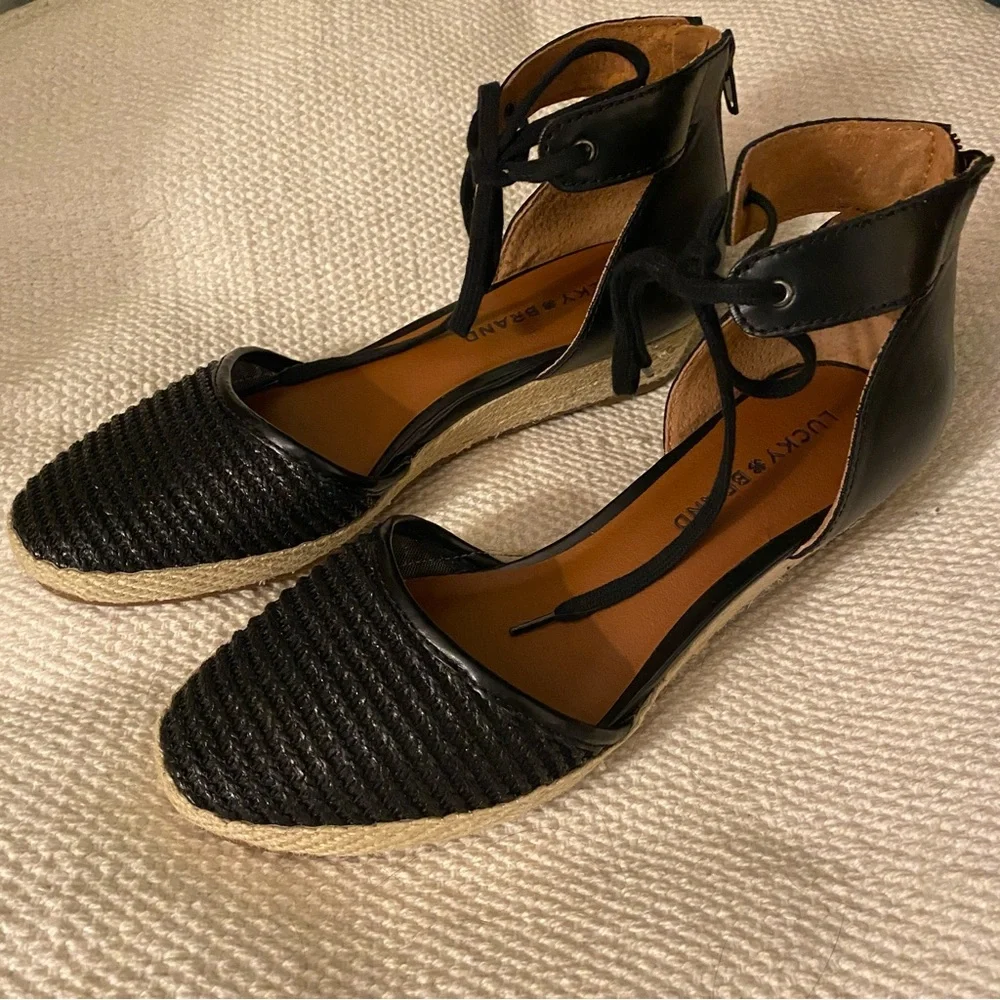 Lucky Brand Talianna Black Woven Espadrille Women Size 8 in Original Box - Picture 1 of 10